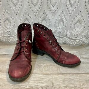 Burgundy Leather Grunge Boots